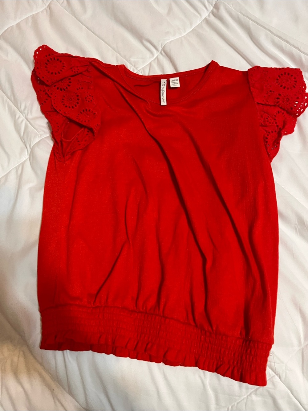 Girls Cato Bright Red Knit Crewneck Top